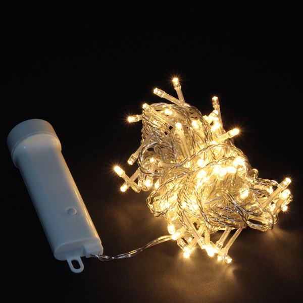 Image sur Guirlande lumineuse à piles LED blanc-chaud transparent 48 lumières / 3.5m