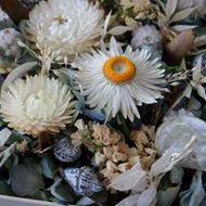 Weisse Schachtel mit weißen Trockenblumen 15cmx15cm