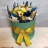 Blumenbox pastell in"gelb-blau"