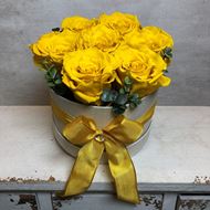 Edle Rosenbox "Sunshine" mit 7 stabilisierten gelben Rosen