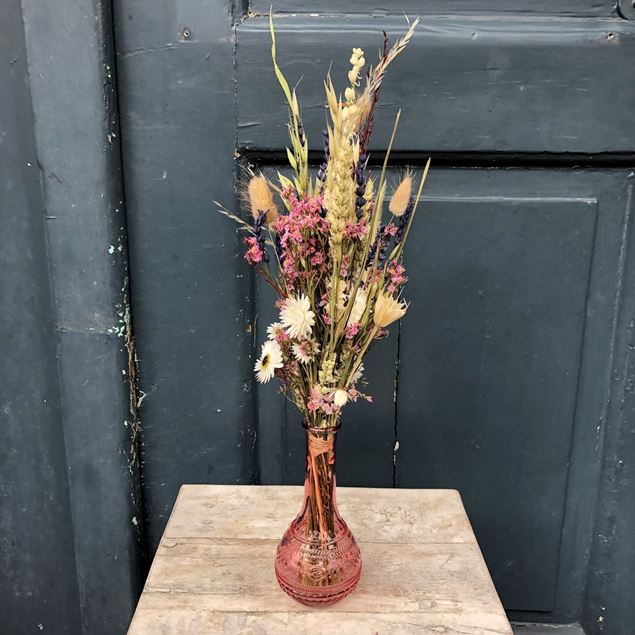 Trockenblumen Strauss "rosé-mix" 40cm mit Vase