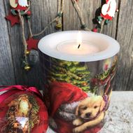 Laternen-Kerze Santa Claus mit Deco-Set im Vintage - Stil