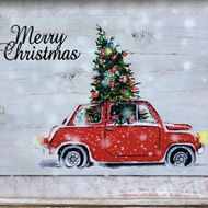 Merry Christmas Bild mit Tannenbaum im Vintage - Stil