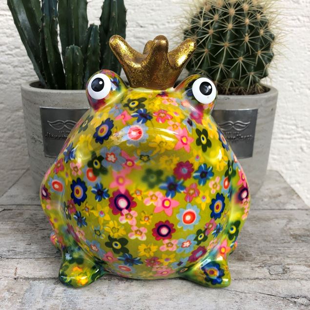 Cooler Keramik-Frosch mit Blumen