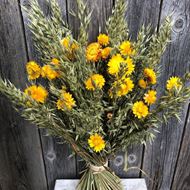 Bouquet natur Trockenblumenstrauss mit Strohblumen gelb