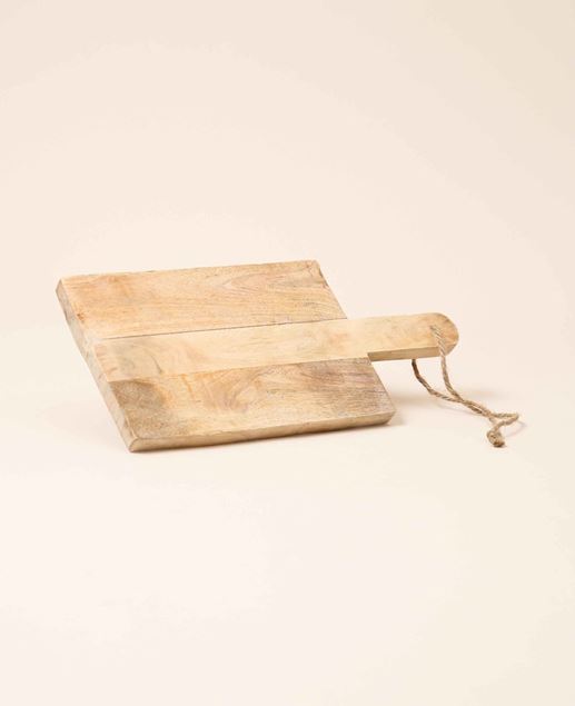 Image de Planche carrée en bois / planche à découper avec cordelette