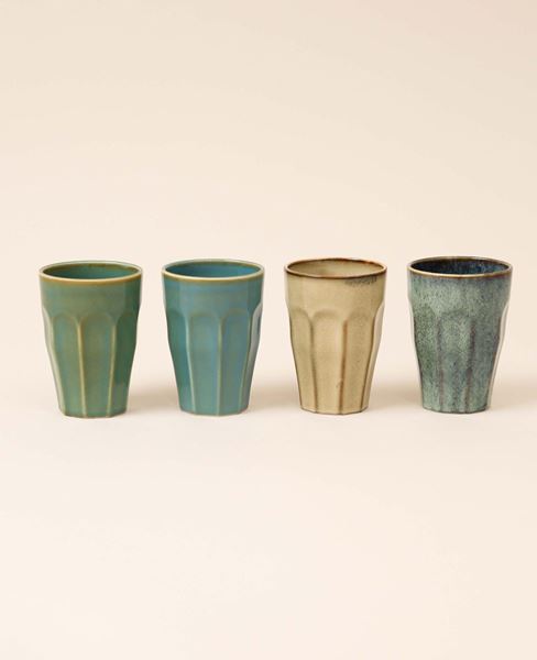 Image sur Set de tasses en porcelaine émaillée à la main, tasses à latte macchiato