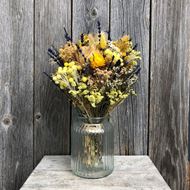 Trockenblumen Strauss Bund mix "Giallo Nature" mit Vase