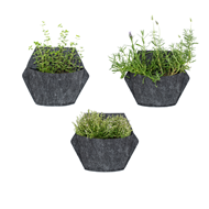3 Pack Wall Planters; black planter; gray textile cover