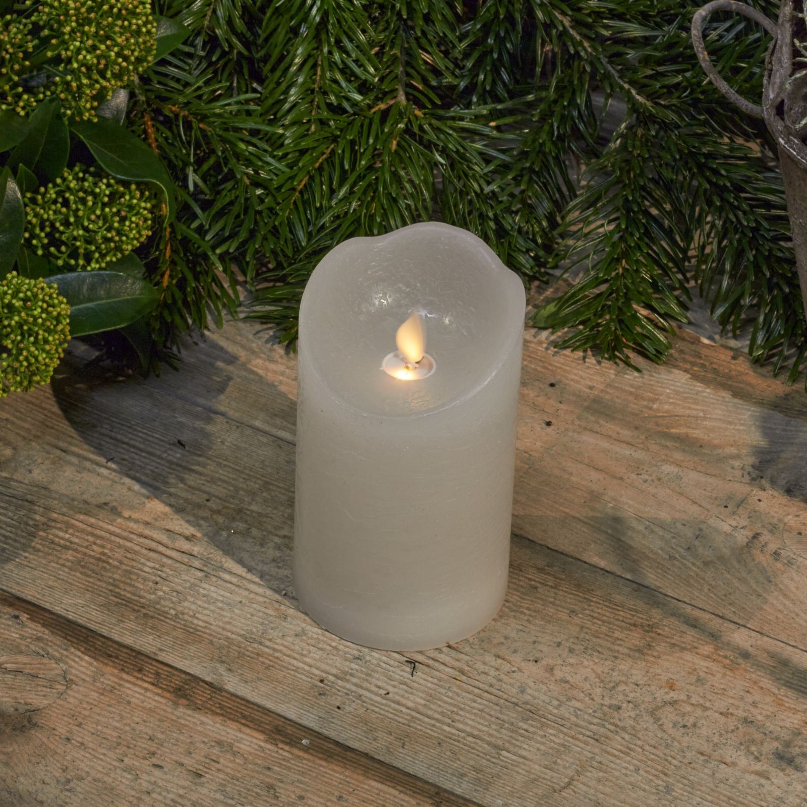 Bougie de cire LED avec minuteur blanc 12.5cm de haut