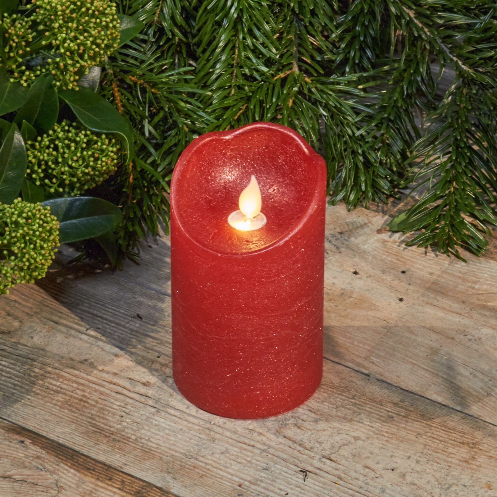 Bougie de cire LED avec minuteur rouge 12.5cm de haut
