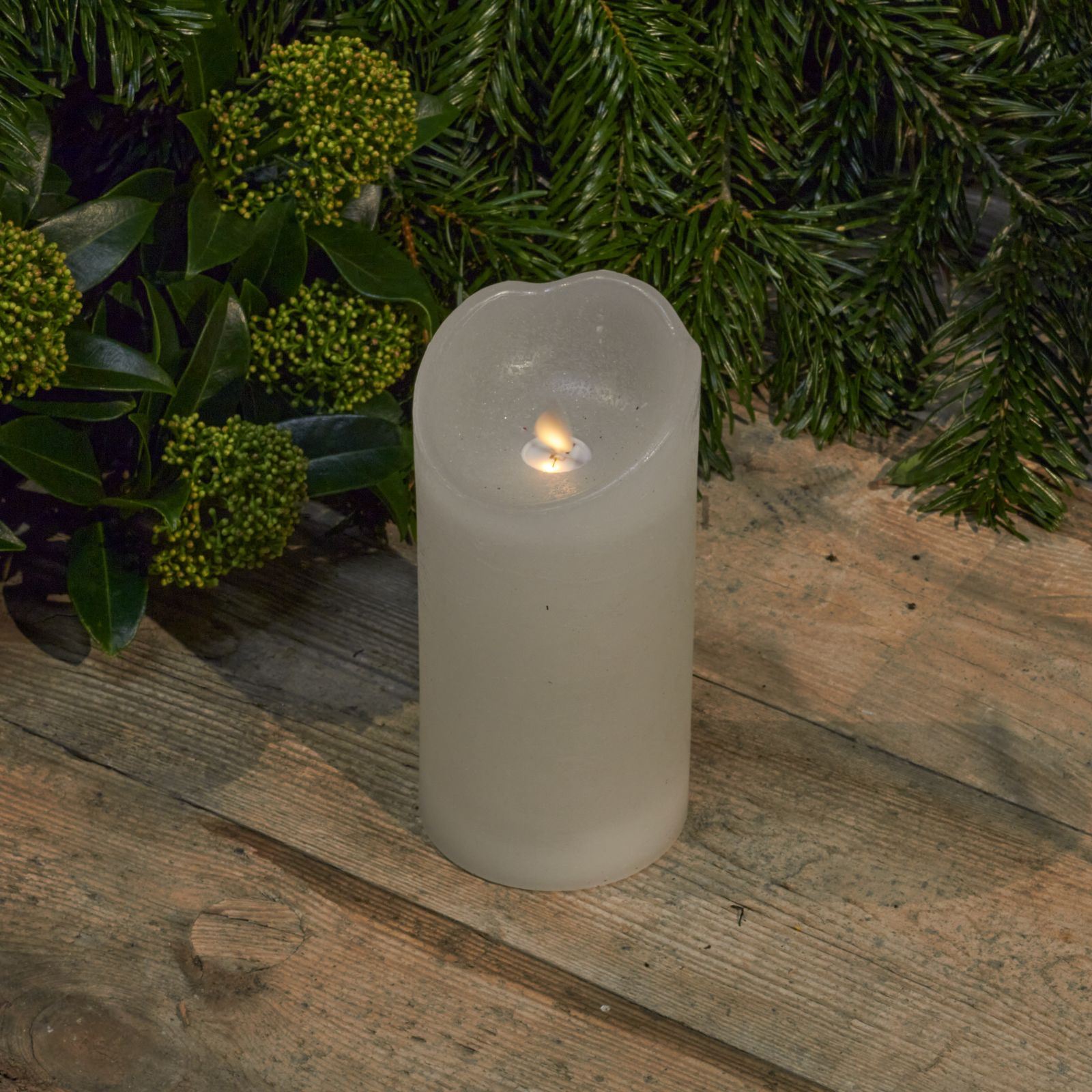 Bougie de cire LED avec minuteur blanc 15cm de haut