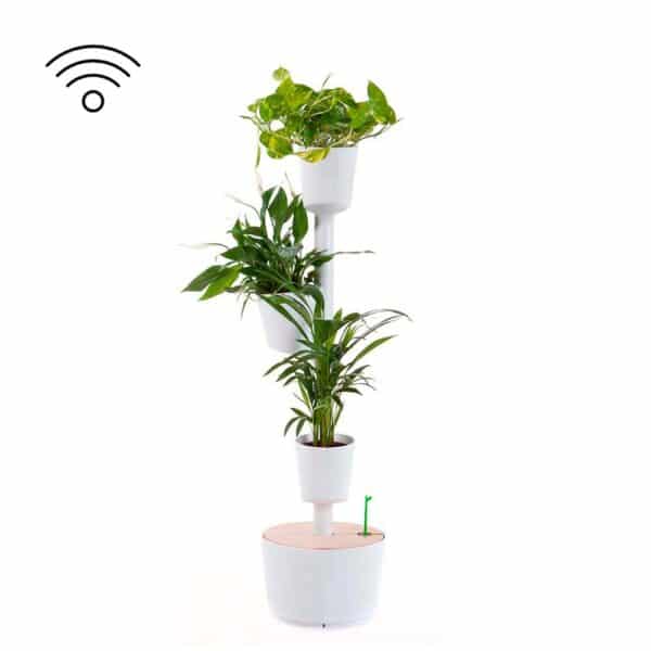 Selbstbewässernde Modulare Vertikale Pflanzengefässe SMART timer, 3 Töpfe weiss