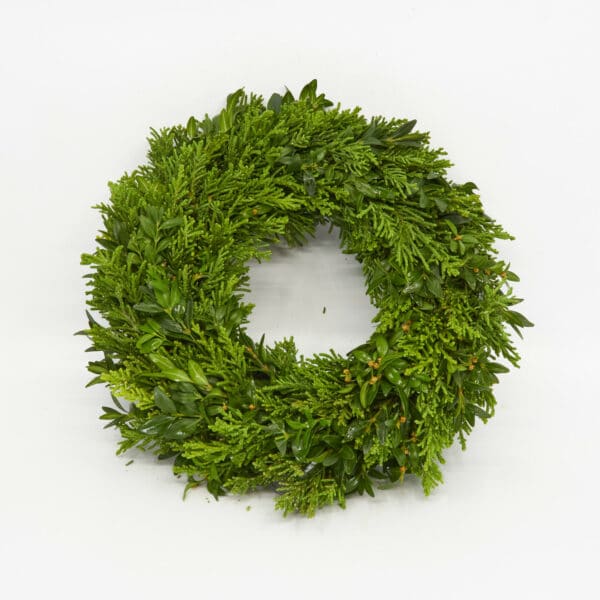 Couronne liée 'Vert d'hiver mélangé' Ø25 cm