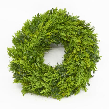 Couronne liée 'Vert d'hiver mélangé' Ø30 cm