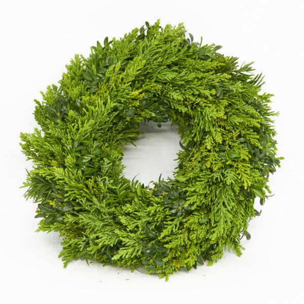 Couronne liée 'Vert d'hiver mélangé' Ø30 cm