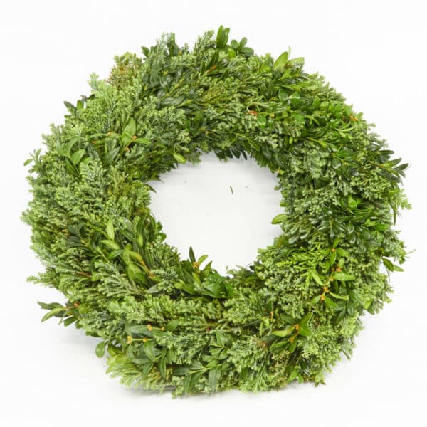 Couronne liée 'Vert d'hiver mélangé' Ø35 cm