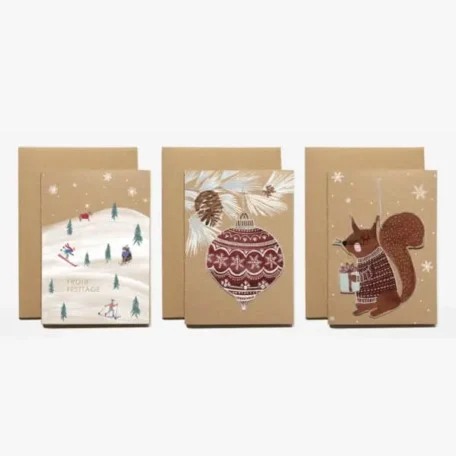 Cartes de vœux peintes à la main -3 séries de Noël