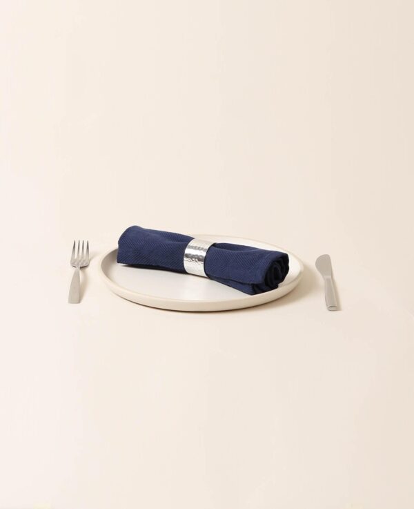 Stoffserviette, Fischgrät, blau – Image 2