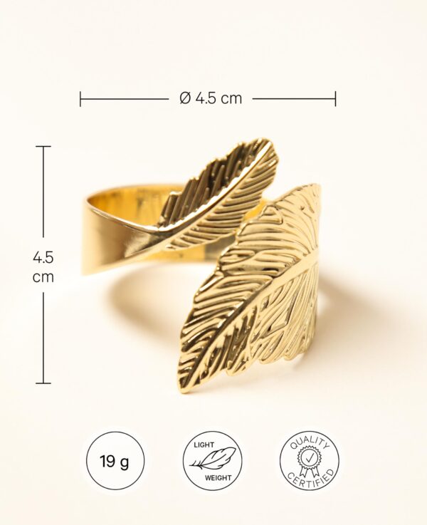 Eleganter Serviettenring mit Blätterdesign, gold – Image 3