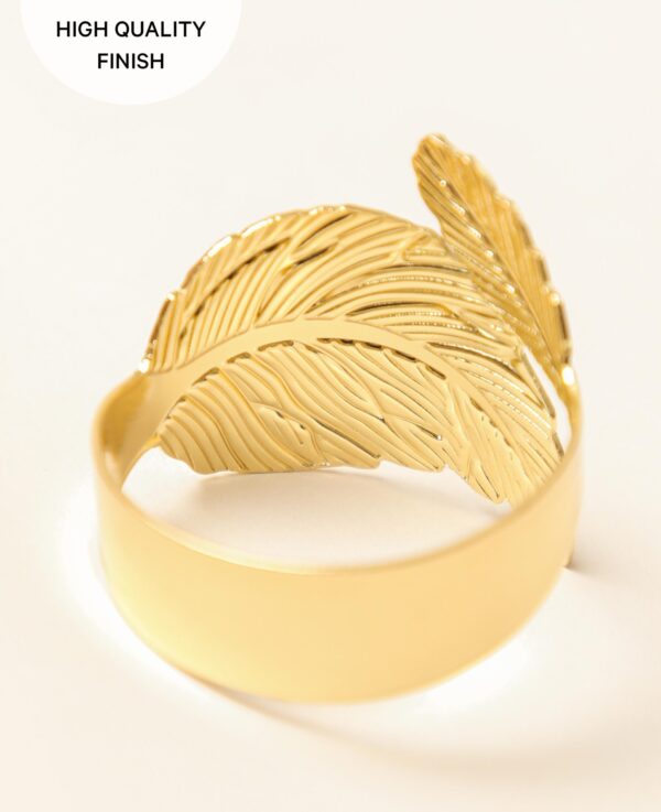 Eleganter Serviettenring mit Blätterdesign, gold – Image 6