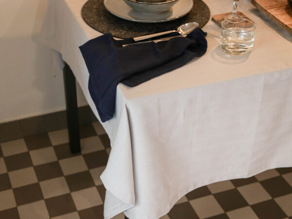 Stoffserviette, Fischgrät, blau – Image 4