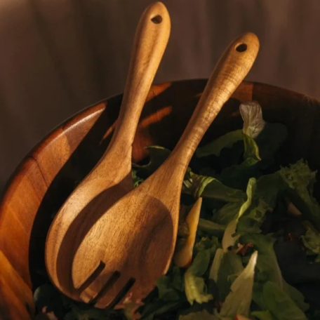 Couverts à salade en acacia