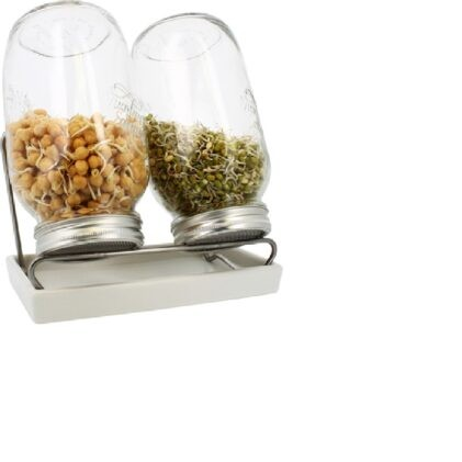 2er Set Sprossenglas 1500ml - Schale weiss