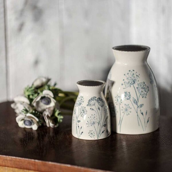 Blumenvase "Floral", blaugrau - H 18 cm - Bild 2