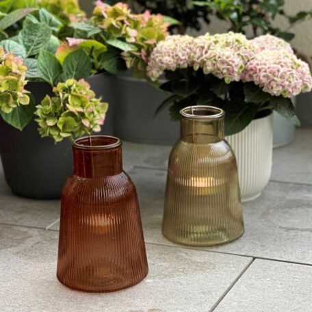 Windlicht Glas, braun - 14.5 x 23 cm