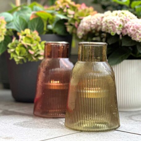 Windlicht Glas, gelb - 14.5 x 23 cm