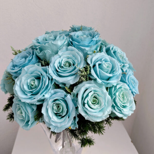 Strauss mit 25 stabilisierten Rosen, hellblau - Bild 2
