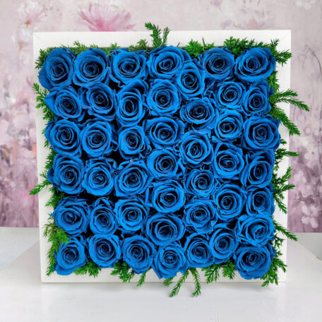 Cadre de roses bleues