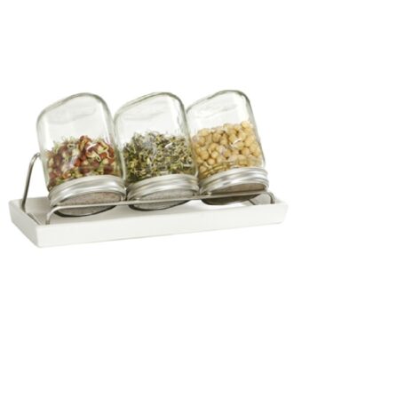 3er Set Sprossenglas 750ml - Schale weiss