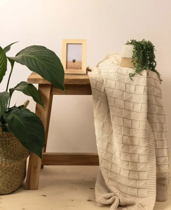 Strickdecke, beige, 130x170cm – Image 7