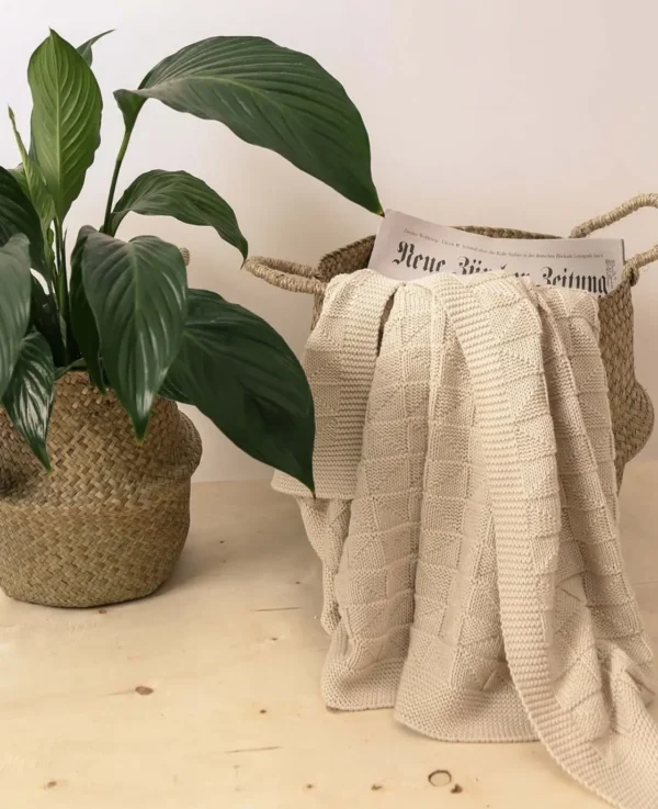 Strickdecke, beige, 130x170cm – Image 8