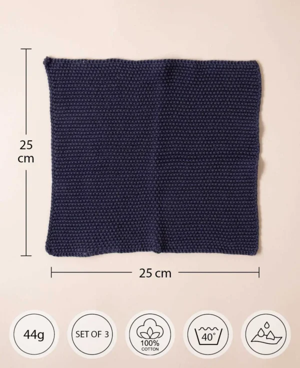 Gestrickte Lappen, 3 Stk, cold – Image 2