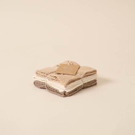 Chiffons tricotés, 3 pièces, sable