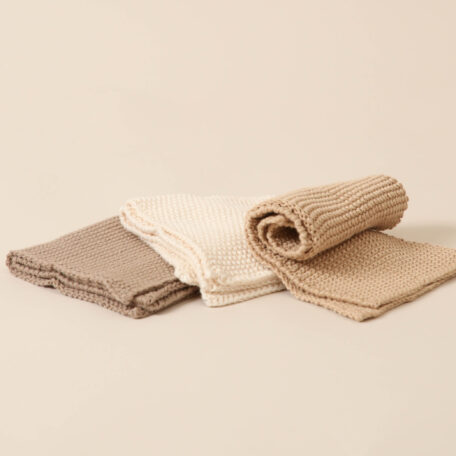 Chiffons tricotés, 3 pièces, sable