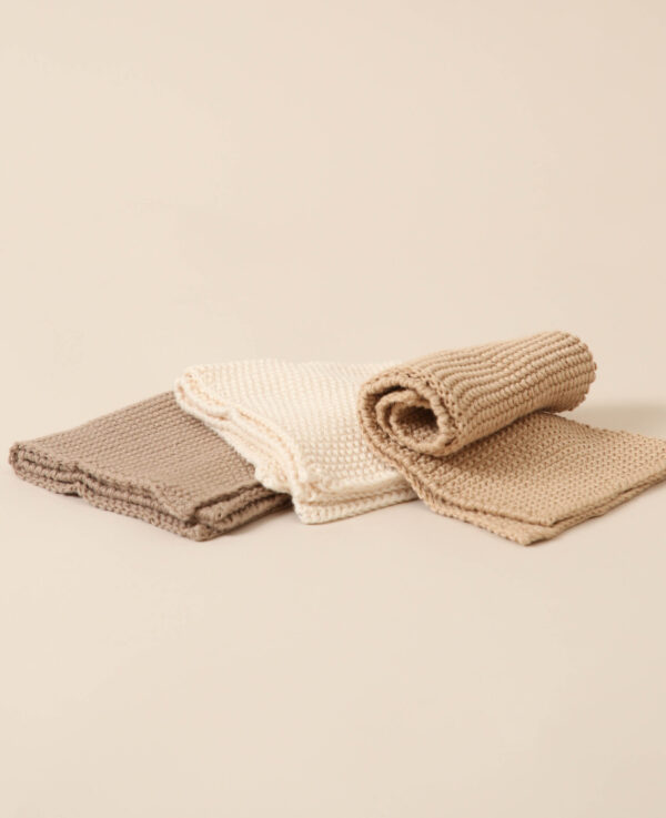 Gestrickte Lappen, 3 Stk., sand – Image 2