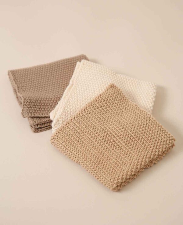 Gestrickte Lappen, 3 Stk., sand – Image 3