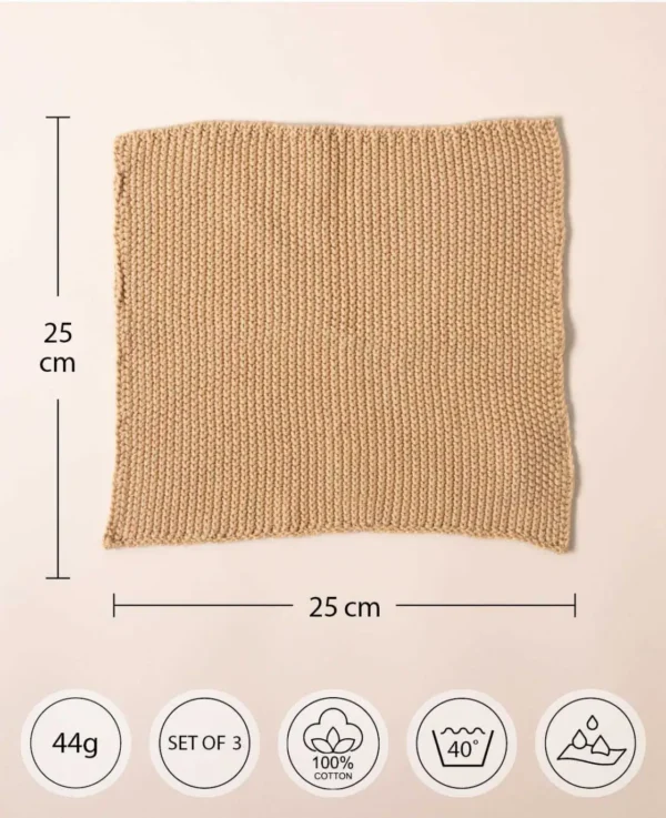 Gestrickte Lappen, 3 Stk., sand – Image 4