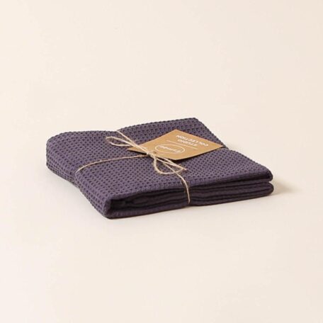 Serviette de toilette, gaufrette, bleu foncé