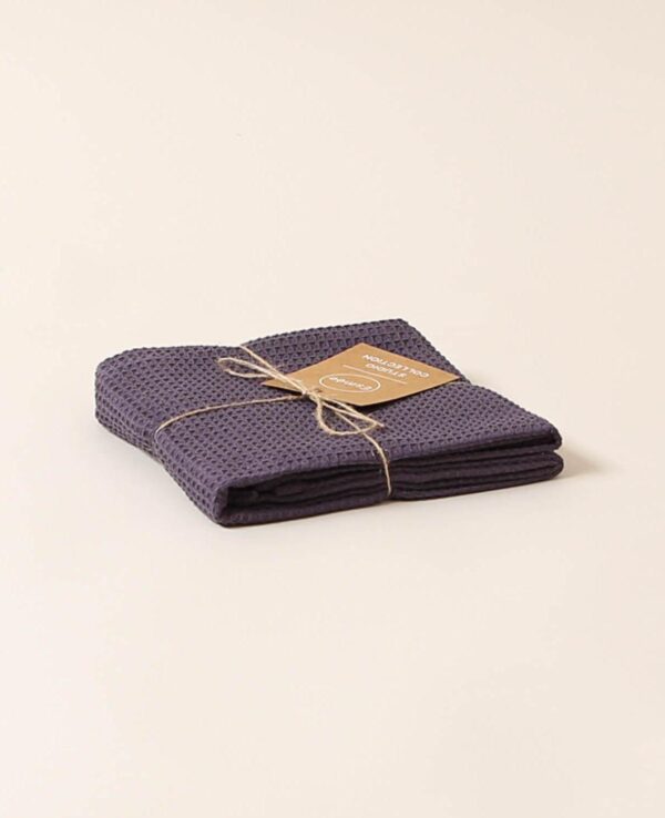 Serviette de toilette, gaufrette, bleu foncé