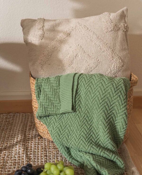 Fischgrät Decke, Salbei,130x170cm – Image 7