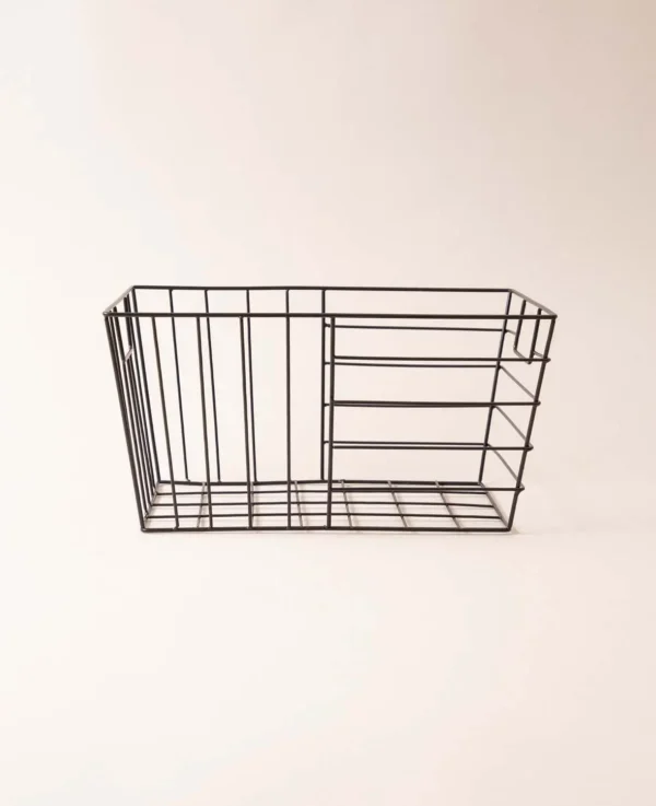 Panier empilable Wire, noir mat, 35x23x18