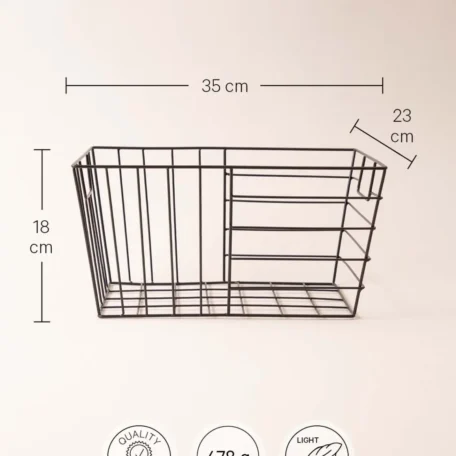 Panier empilable Wire, noir mat, 35x23x18