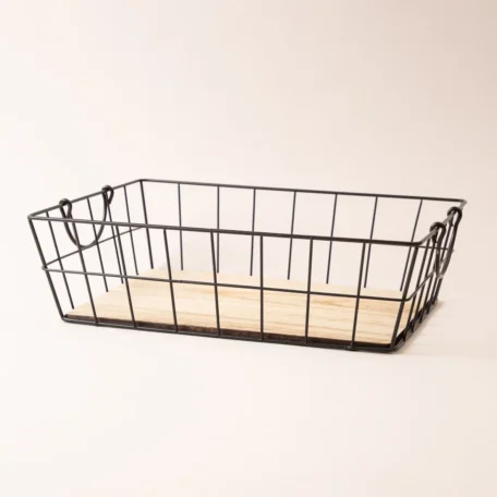 Panier empilable Wire, noir mat, 42x30x12cm