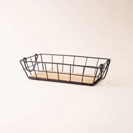Panier empilable Wire, noir mat, 20x32x8cm