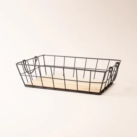 Panier empilable Wire, noir mat, 37x25x10cm